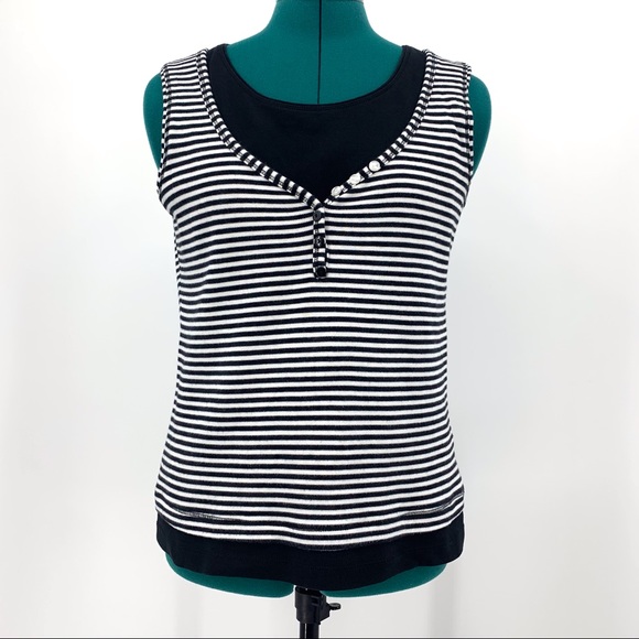 Orly Sport Black and White Layered Look Tank Top S - Picture 1 of 16